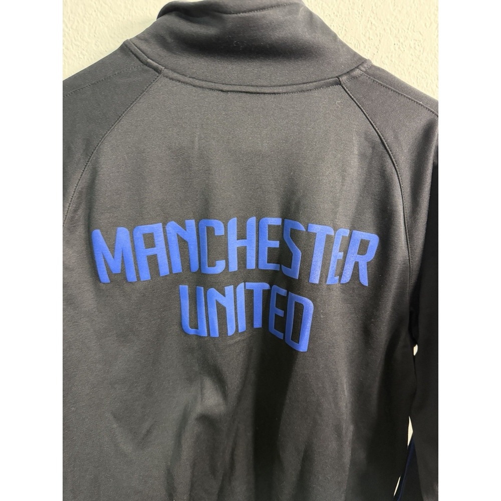 Nike Manchester United Men's Zip Up Jacket Soccer Sz M Black Logo Spell Out Rare - Picture 5 of 10